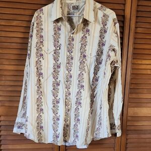 Ely Cattleman Men's Shirt with Purple and Cream Stripes